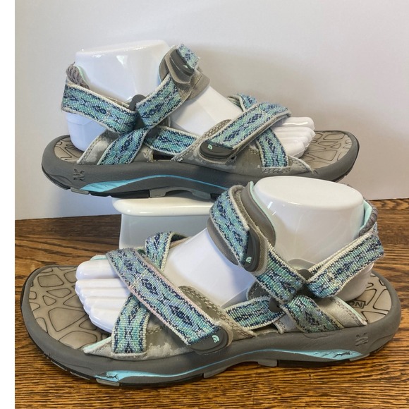 The North Face Shoes - The North Face El Rio II Womens 9 Hiking Sandals Gray Blue Teal Vibram Strappy